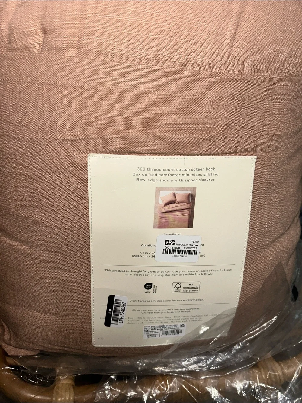 Casaluna F/Q Light Adobe Clay Heavyweight Linen Blend Comforter Set